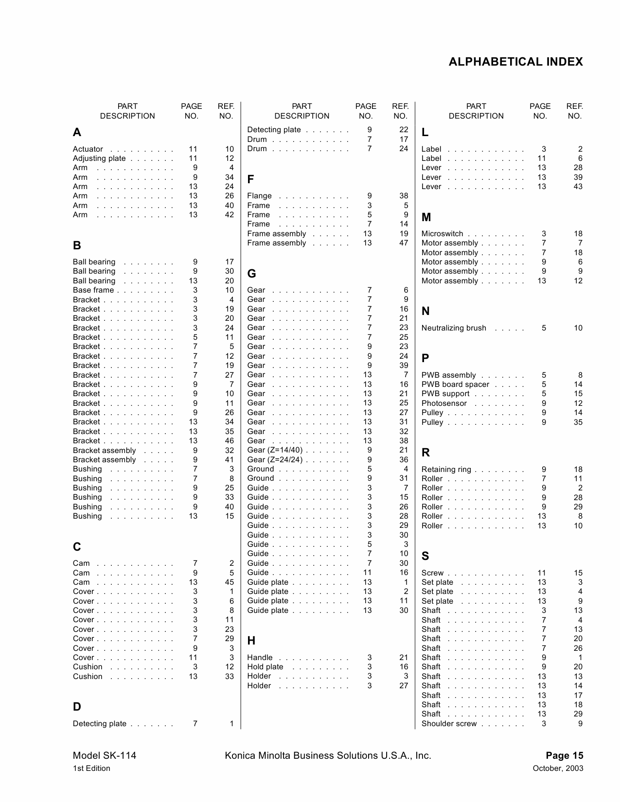 Konica-Minolta Options SK-114 4511 Parts Manual-6